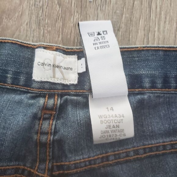 Calvin Klein Jeans Midrise Bootcut Jeans Dark Vintage Medium Wash Size 14 - Picture 5 of 11